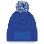 Bonnet à pompon patch SNOWSTAR® B443 - Bright Royal / Off White