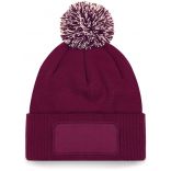 Bonnet à pompon patch SNOWSTAR® B443 - Burgundy / Off White