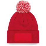 Bonnet à pompon patch SNOWSTAR® B443 - Classic Red / Off White