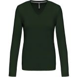 T-SHIRT COL V MANCHES LONGUES FEMME Forest Green - S