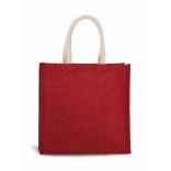 Sac style cabas en toile de jute KI0274 - Cherry Red / Gold