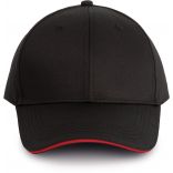 Casquette sandwich contrasté 6 panneaux Oeko-Tex Black / Red