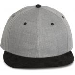 Casquette Snapback 6 panneaux KP166 - Light Grey Heather / Black