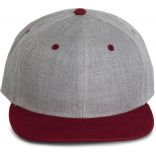 Casquette Snapback 6 panneaux KP166 - Light Grey Heather / Dark Chili Red