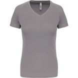 T-shirt de sport manches courtes col v femme Fine Grey - XS