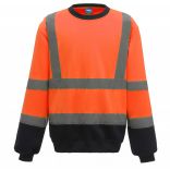 Sweat-shirt haute visibilité col rond Hi Vis Orange / Navy - S