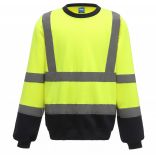 Sweat-shirt haute visibilité col rond Hi Vis Yellow / Navy - S