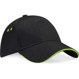 Casquette 5 panneaux sandwich contrasté Ultimate B15C - Black / Lime Green