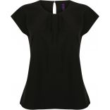 Top femme col plissé H597 - Black