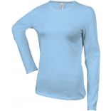 T-shirt femme manches longues col rond K383 - Sky Blue