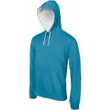 Sweat-shirt homme à capuche contrastée K446 - Tropical Blue / White