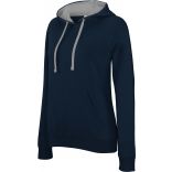 Sweatshirt femme capuche contrastée K465 - Navy / Fine Grey