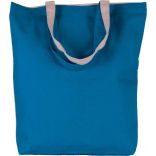 Sac cabas bicolore en coton KI0230 - Turquoise / Natural