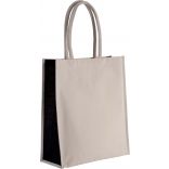 Sac cabas en coton / jute KI0253 - Natural / Black