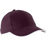 Casquette 6 panneaux Orlando KP011 - Burgundy / White