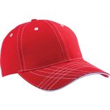 Casquette fashion 6 panneaux KP109 - Red / White-One Size