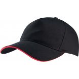 Casquette 5 panneaux sandwich contrasté KP124 - Black / Red