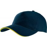 Casquette 5 panneaux sandwich contrasté KP124 - Navy / Yellow