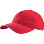 Casquette 5 panneaux sandwich contrasté KP124 - Red / White