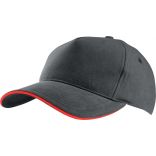 Casquette 5 panneaux sandwich contrasté KP124 - Slate Grey / Red