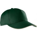 Casquette sandwich contrasté 5 panneaux KP130 - Forest Green / Beige