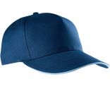 Casquette sandwich contrasté 5 panneaux KP130 - Navy / Sky Blue