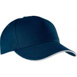 Casquette sandwich contrasté 5 panneaux KP130 - Navy / White