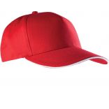 Casquette sandwich contrasté 5 panneaux KP130 - Red / White