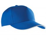 Casquette sandwich contrasté 5 panneaux KP130 - Royal Blue / White