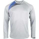 T-shirt unisexe manches longues sport PA408 - White / Sporty Royal Blue / Storm Grey