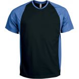 T-shirt sport bicolore manches courtes unisexe PA467 - Black / Aqua Blue