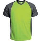 T-shirt sport bicolore manches courtes unisexe PA467 - Lime / Dark Grey