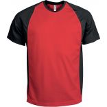 T-shirt sport bicolore manches courtes unisexe PA467 - Red / Black