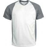 T-shirt sport bicolore manches courtes unisexe PA467 - White / Fine Grey