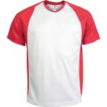 T-shirt sport bicolore manches courtes unisexe PA467 - White / Red