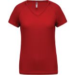 T-shirt femme polyester col V manches courtes PA477 - Red