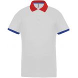 Polo homme piqué performance PA489 - White / Red / Sporty Royal Blue