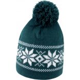 Bonnet tricoté Fair Isles R151X - Artic Green / White-One Size