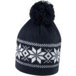 Bonnet tricoté Fair Isles R151X - Black / White-One Size