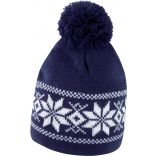 Bonnet tricoté Fair Isles R151X - Navy / White-One Size