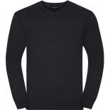 Pull homme col V RU710M - Charcoal Marl