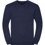 Pull homme col V RU710M - Denim Marl