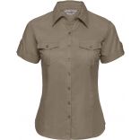 Chemise manches courtes femme twill roll RU919F - Khaki Beige