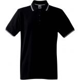 Polo homme manches courtes premium avec liseré SC63032 - Black / White