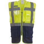 Gilet haute visibilité Top Cool "Management" HVW820 - Hi Vis Yellow / Navy Blue de face