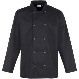 Veste de cuisine manches longues à boutons pression PR665 - Black